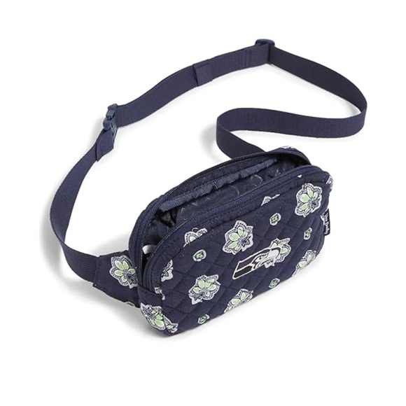 Vera Bradley Seattle Seahawks Cotton Mini Belt Bag (Navy/Neon Green Bandana) NWT - Picture 2 of 6